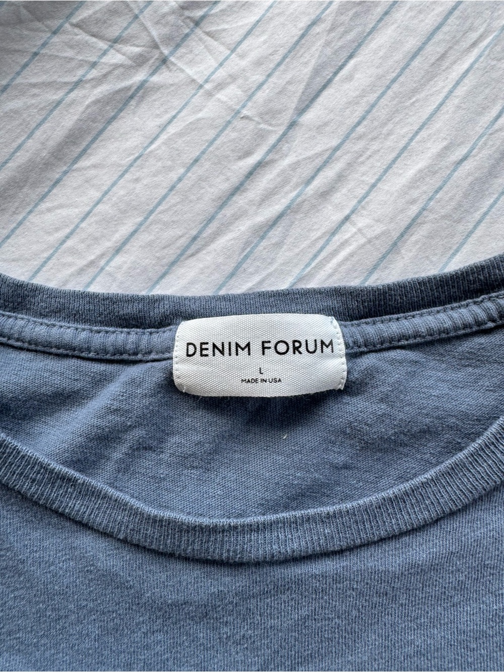 Denim Forum Classic Crewneck Tee in Slate Blue size: L - Picture 2 of 7